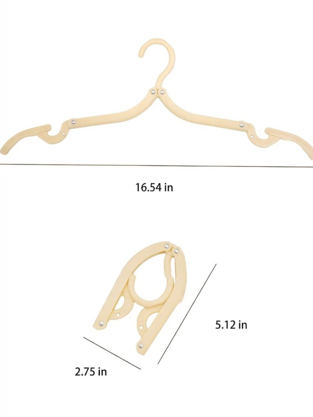 Set of six Foldable Beige Travel Clothes Hanger